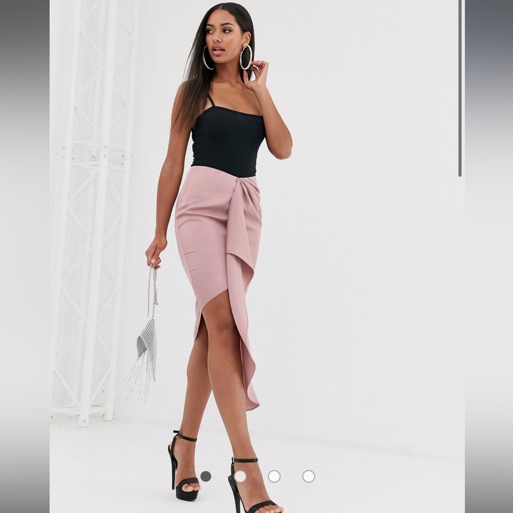 Missguided Drape Midi Skirt in Rose